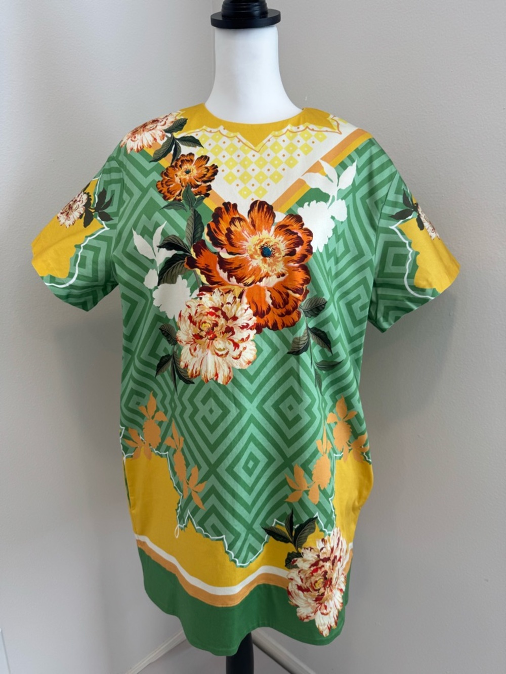 Anthropologie T Shirt Mini Dress Floral Colorful Short Sleeve Whimsical Boho M - Picture 2 of 4